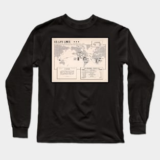 Old World Coffee Bean Exports Map (1854) Vintage Cafe Beverage US Import Atlas Long Sleeve T-Shirt